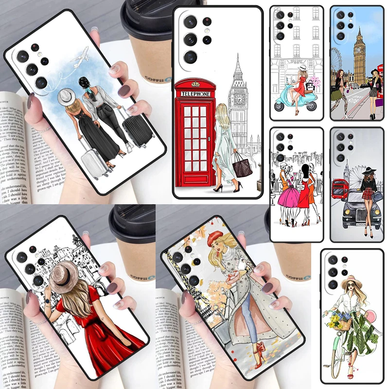 Fashion Girl Phone Case for Samsung Galaxy S26 Ultra S25 S24 S23 S22 S21 S20 Note10 Plus FE Cover Luxury
