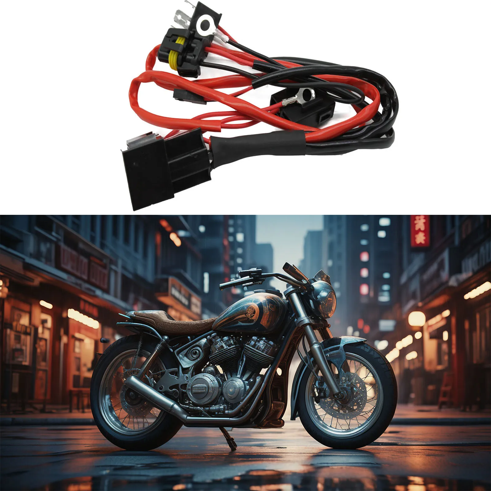 

motorcycle HID LED H4 9003 HB2 Relay Wiring Harness Wire Upgrade For Bi-Xenon Hi/Lo HID Conversion