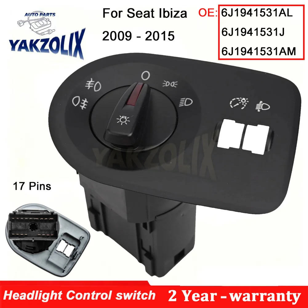 Headlight Light with Fog Light Control Switch For Seat Ibiza 2009 2010 2011 2012 2013 2014 2015 6J1941531AL 6J1941531J Car Parts