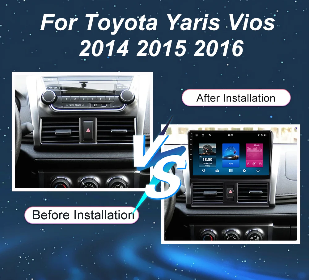 Android Car For Toyota Yaris Vios 2014 2015 2016 Auto Radio Stereo Multimidia Player GPS Navigation wireless Carplay 4G 2din DVD