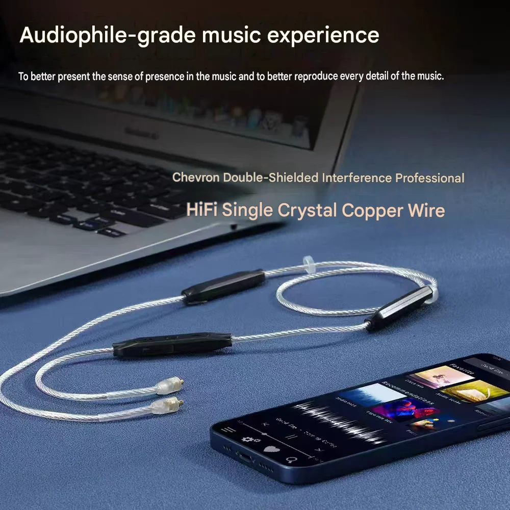 QCC5181 Bluetooth 6.0 Upgrade Cable, Single Crystal Copper Silver Wire, LDAC, Gaming HiFi Bluetooth Audio Line