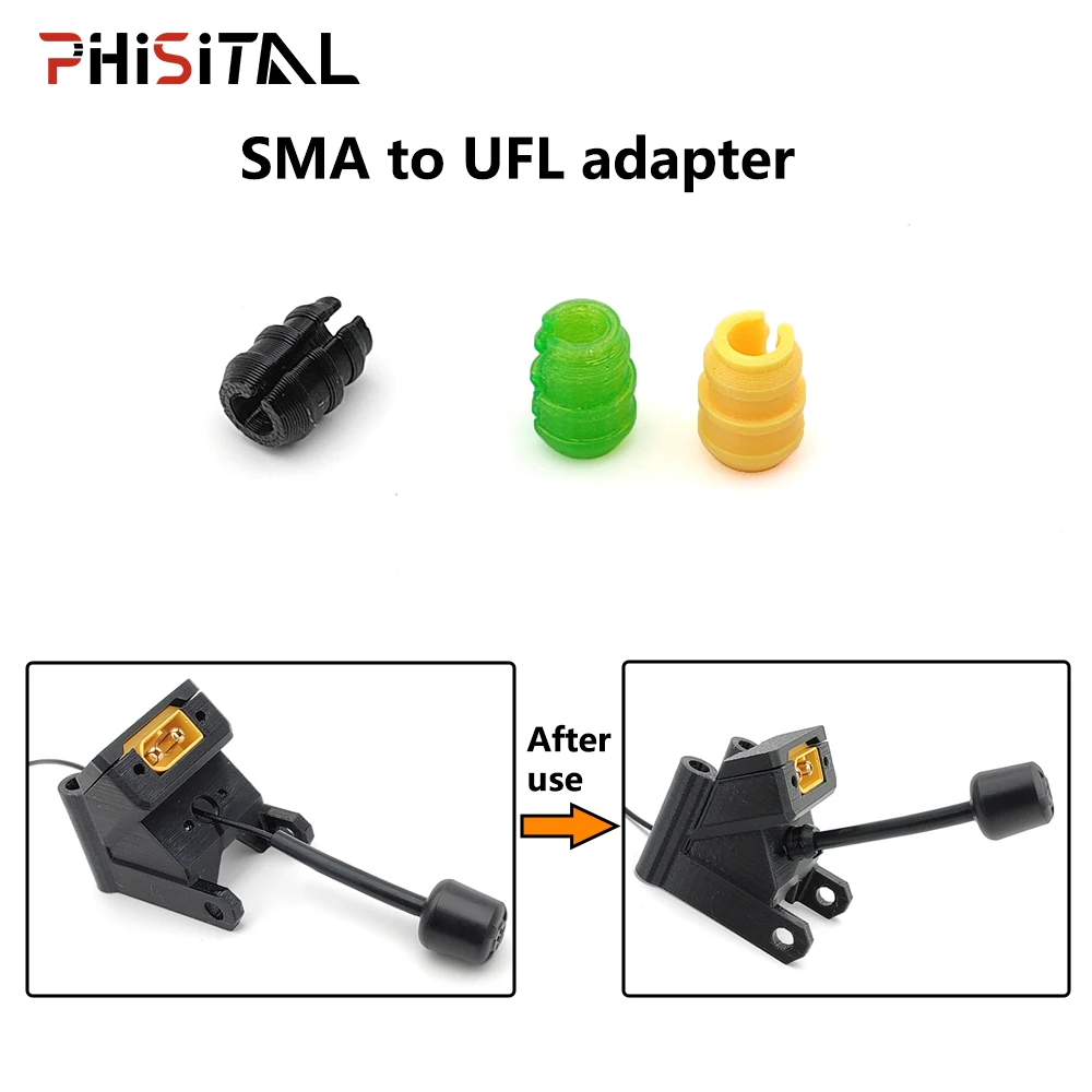 

Держатель антенны адаптера PhiSital SMA к UFL//MMCX | 3D-печать с фиксированным креплением FPV, монтажная база для хвоста дрона, детали «сделай сам»