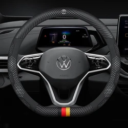 Auto Kohle faser Leder Lenkrad abdeckung für Volkswagen R Golf Gti Magotan Tiguan T-ROC T-Cross Touareg Polo Passat Arteon