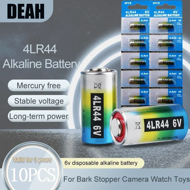 10PCS 6V 4LR44 Alkaline Battery 4034PX 544 4A76 PX28A L1325 4AG13 A544V For Bark Stopper Camera Watch Toys Dry Primary Battery