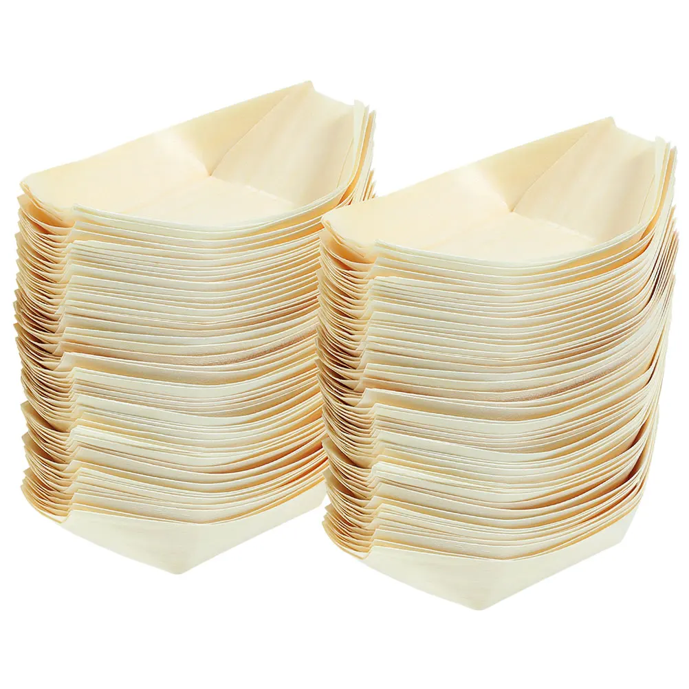 

150 Pcs Wooden Kayak Snacks Sushi Boat Plates Mini Boats for Food Serving Sashimi Dish Pine Trays