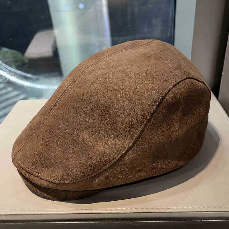 Unisex Britischen Stil Winter Baskenmütze Hut Frauen Mode Im Freien Warme Solide Wildleder Vorwärts Hut Weibliche Beste Abgestimmt Zeitungsjunge Mütze Männer – Detail 10