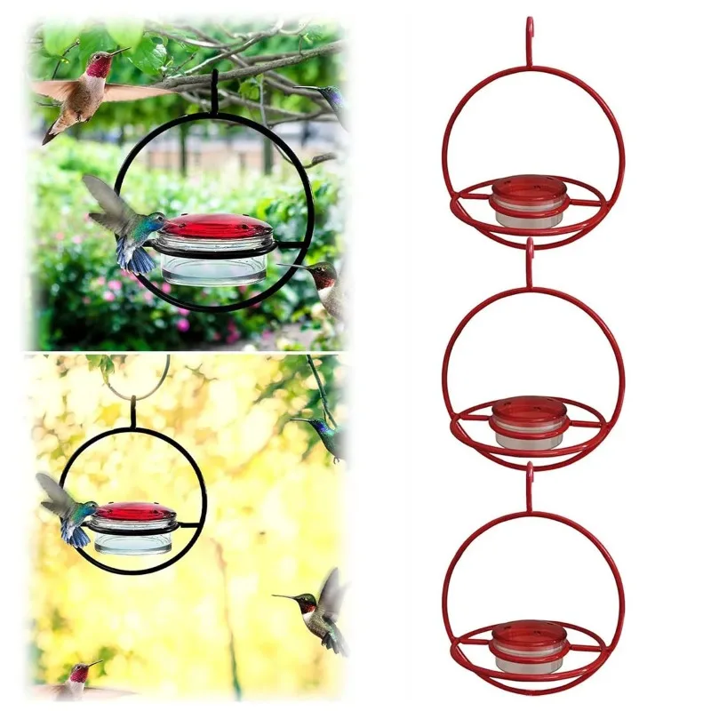 

Metal Simple Hummingbird Water Feeder Hanging Round Mini Bird Feeder With 4 Drinking Feeding Holes, For Hummingbirds