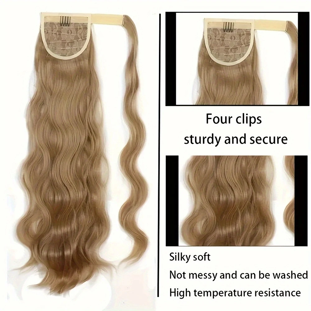 24inch body wave long Wrap Around Ponytail hair extension wig Synthetic Clip In Hairpiece Water ripple Curly Fake hair pony tail