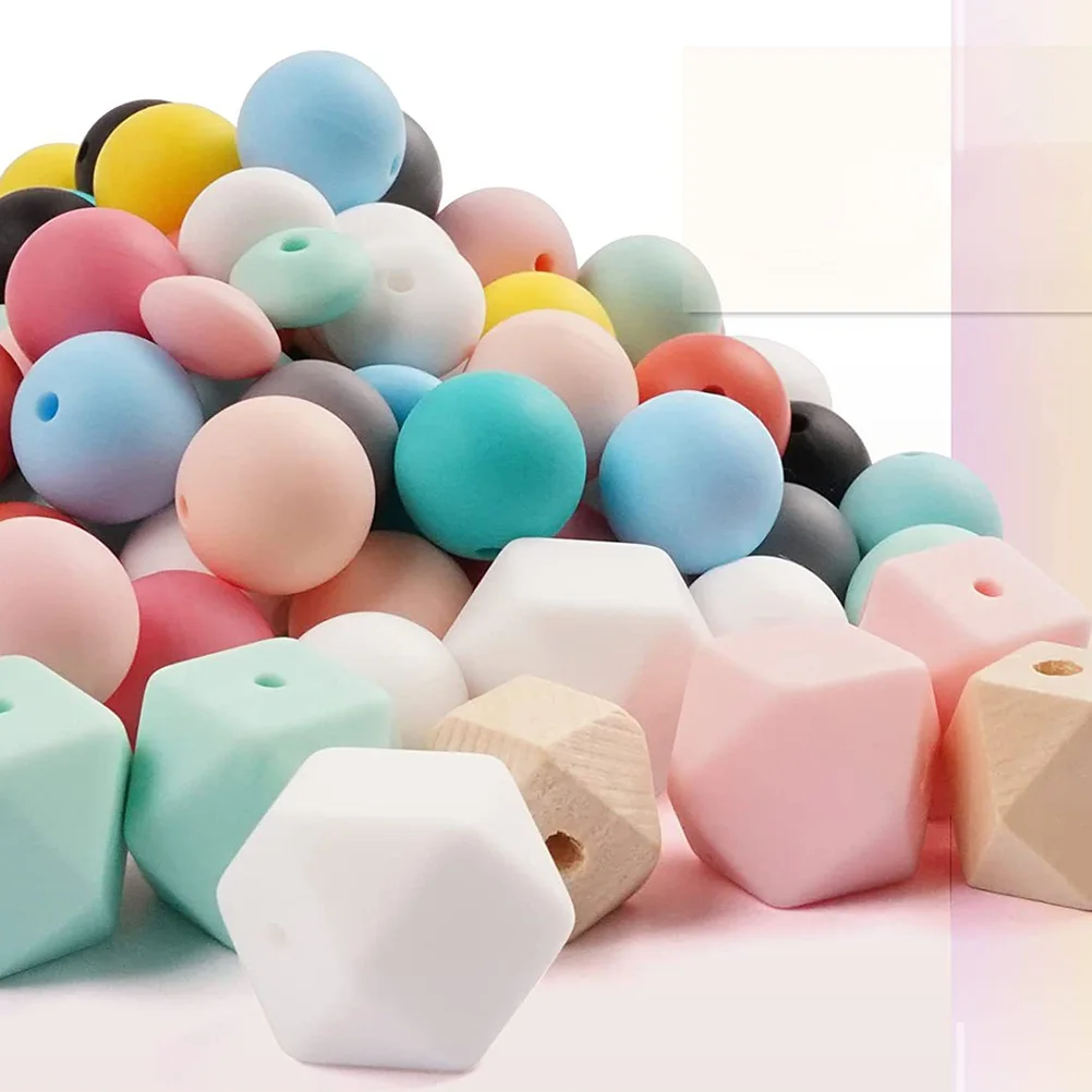 

100 Pcs Silicone Beads Pacifier Clip DIY Bracelet Making Supplies Jewelry Chew Baby Chain Silica Gel Teether Accessories