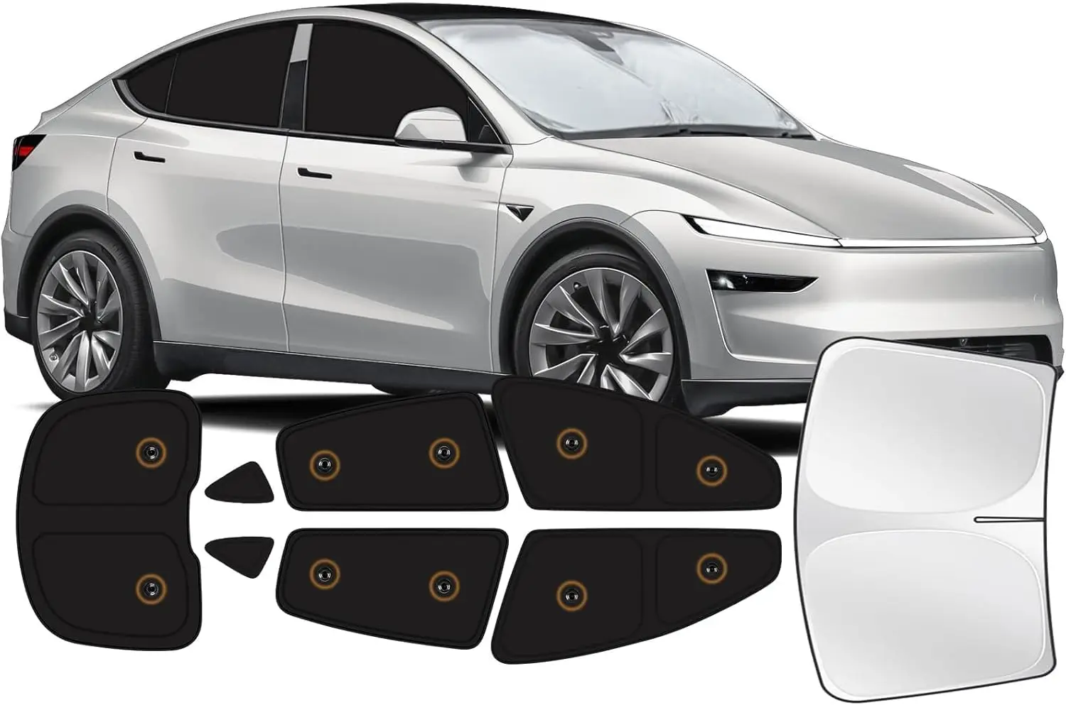 

Солнцезащитные шторки для Tesla Model Y Juniper 2025-2026, комплект из 8 штук с присосками для полного закрытия окон