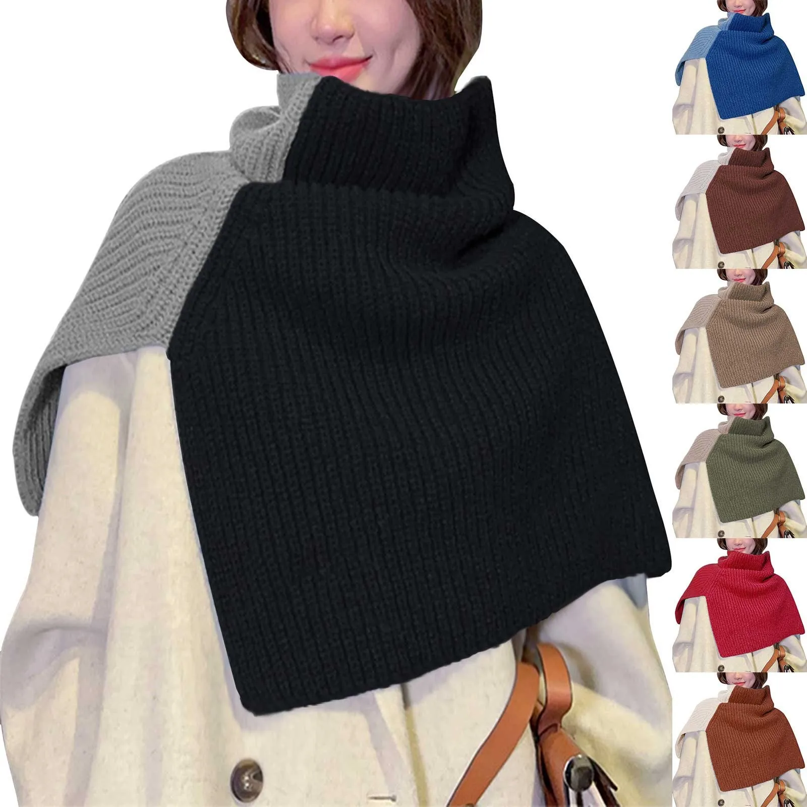 Ski for Women Men S Scarf Yarn Women's Solid Color Slit High Collar Shawl Knitted Scarf Warm Small Silk Scarf for Women Hair