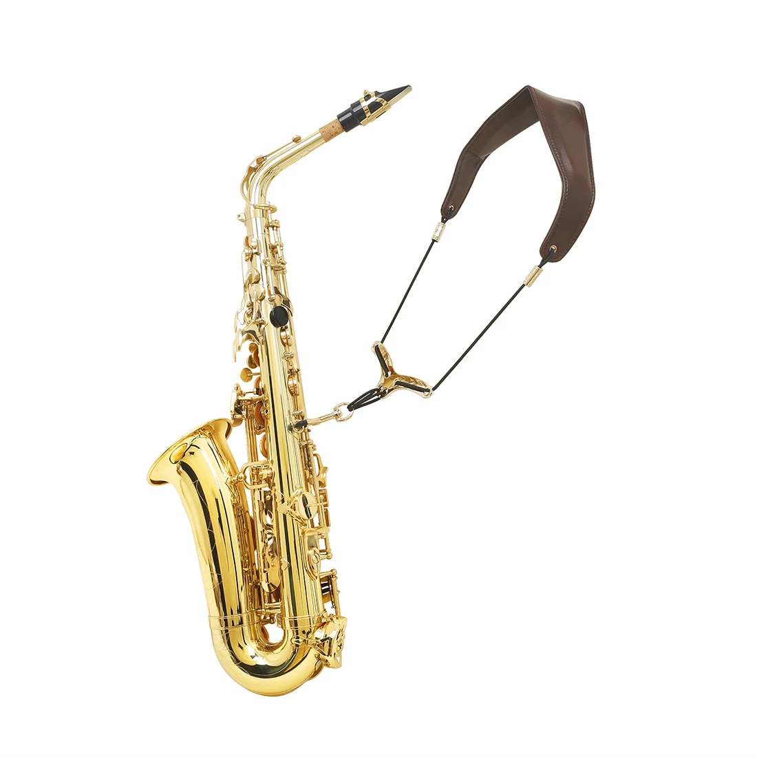 Saxophone Shoulder Neck Strap Adjustable Sax Black Double Shoulder Strap Harness Sax Musical Instruments Accessries Black Brown