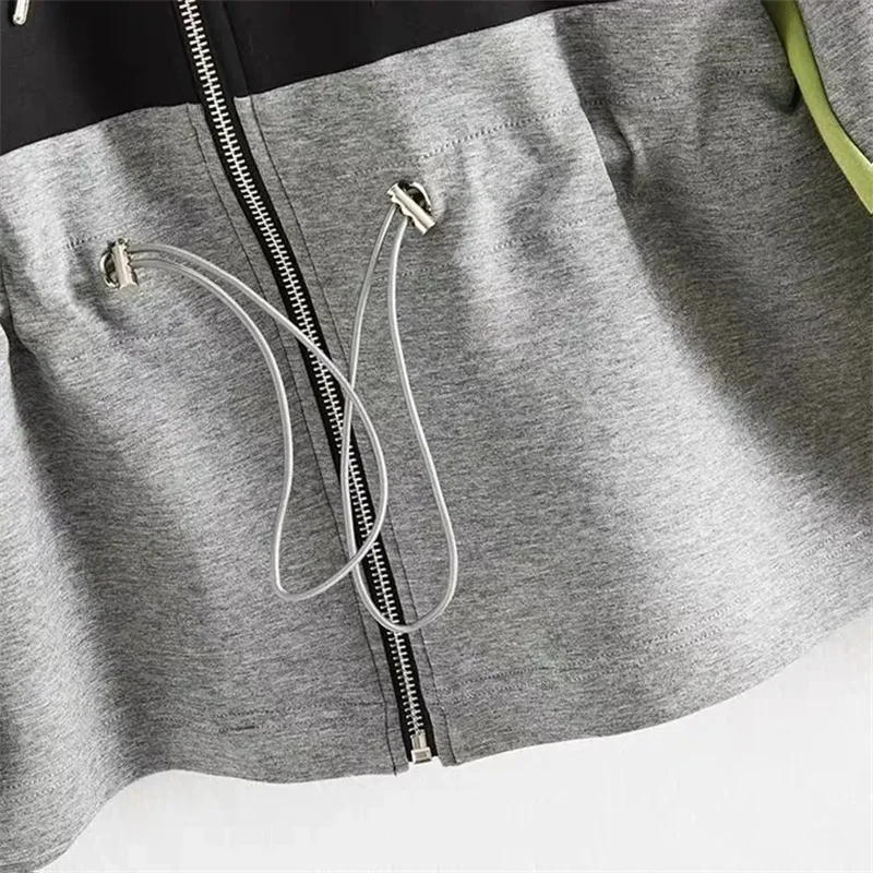 Dieses Jahr der Populären frauen Jacken 2022 Frühling Herbst Neue Farbe Passenden Faul Mit Kapuze Zipper Koreanische Version Taille Lose pullover