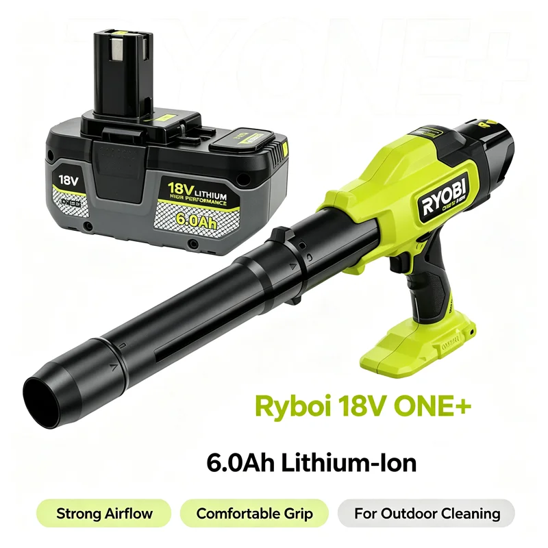 Ryobi ONE+ 18V 6.0Ah Rechargeable Battery For P104 RB18L60, Low Self-discharge for Leaf Blower&Patio Yard Debris Cleaning Tools