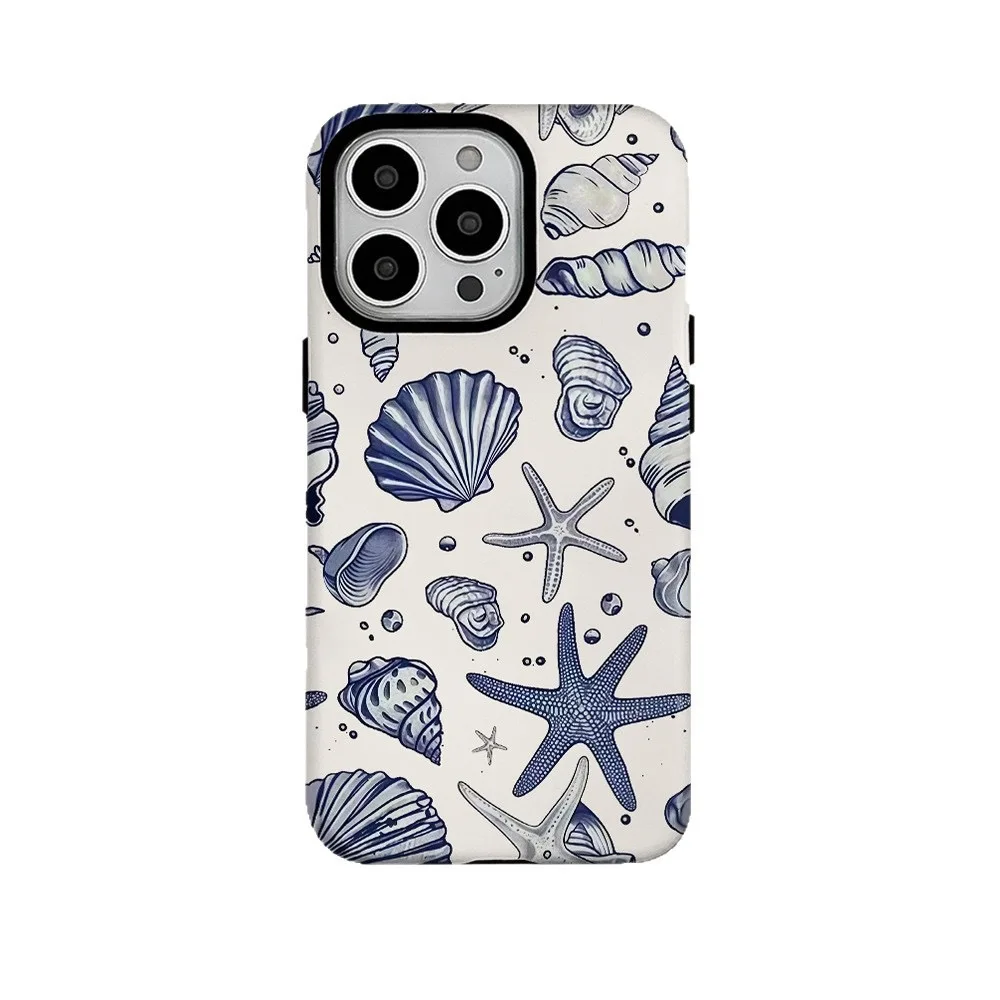 

Ins Korean Blue Conch Shell Case for IPHONE 17 Air 16ProMax 15 14 13 12 11 PRO XR Acrylic TPU Two in One Magnetic Phone Cases