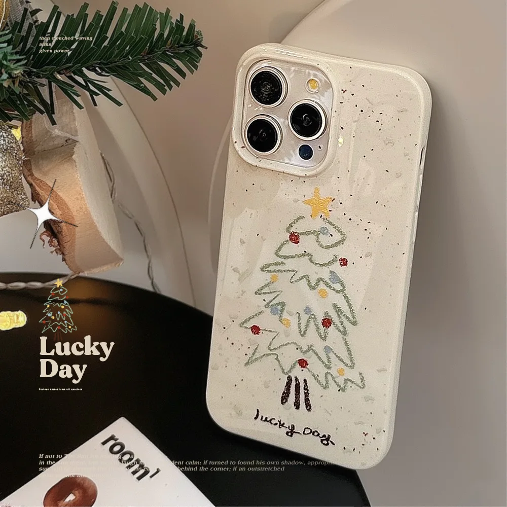 Custodia morbida per telefono con motivo a albero di natale per cartoni animati per iPhone 16 15 14 13 12 11 Pro Max XR X XS 8 7 Plus Cover antiurto