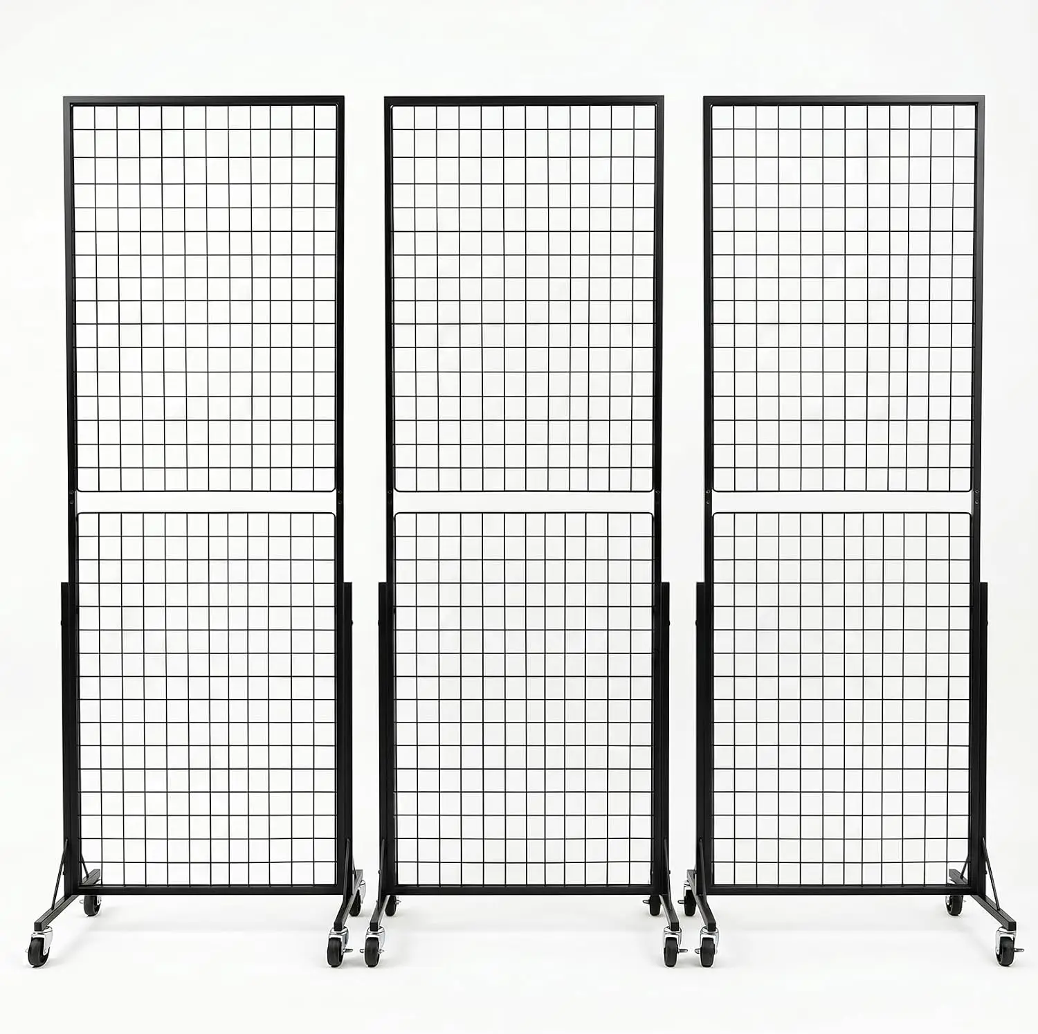Tacleekii 3‑Pack Grid Wall Panels 2' X 5.6' Grid Wall Panel Display Stand Gridwall Display Racks for Art Craft Shows Retail Shop