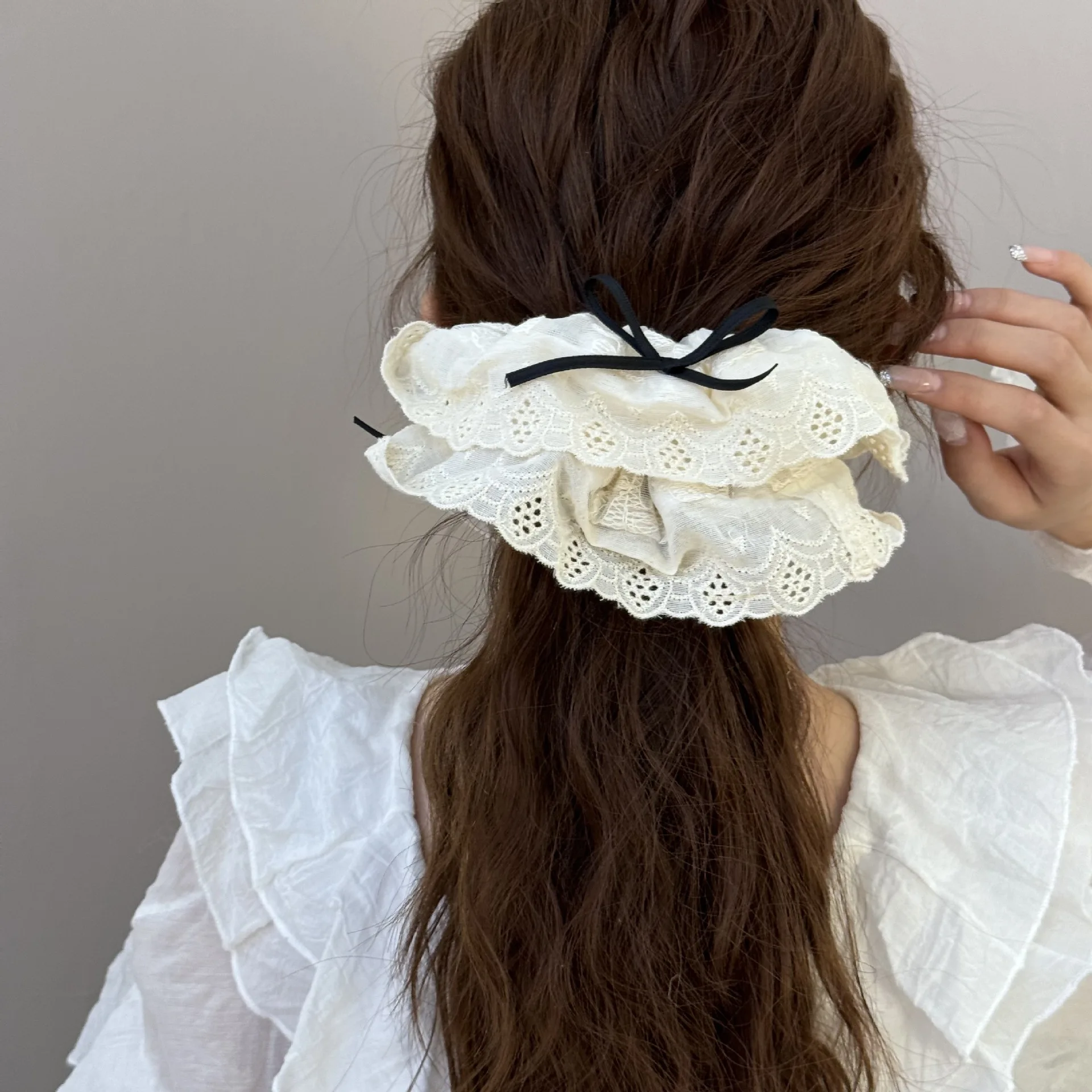 

Large korean hair accessories scrunchies bow ties band rubber elastic for women girl fascinators elegant Designer vintage adults