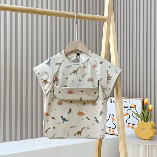 Cute Baby Bibs Toddler Baberos Bavoir Waterproof Short Sleeve Apron Cartoon Animals Children Feeding Smock Bib Baby Stuff 0-6Y - Image 8