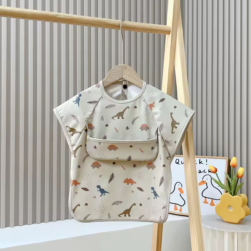 Cute Baby Bibs Toddler Baberos Bavoir Waterproof Short Sleeve Apron Cartoon Animals Children Feeding Smock Bib Baby Stuff 0-6Y - Image 8