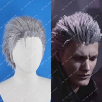 Devilmaycry Vergil Cosplay Costume Synthetic Stick Hair Short Silver Gray Styled Comic Wig
