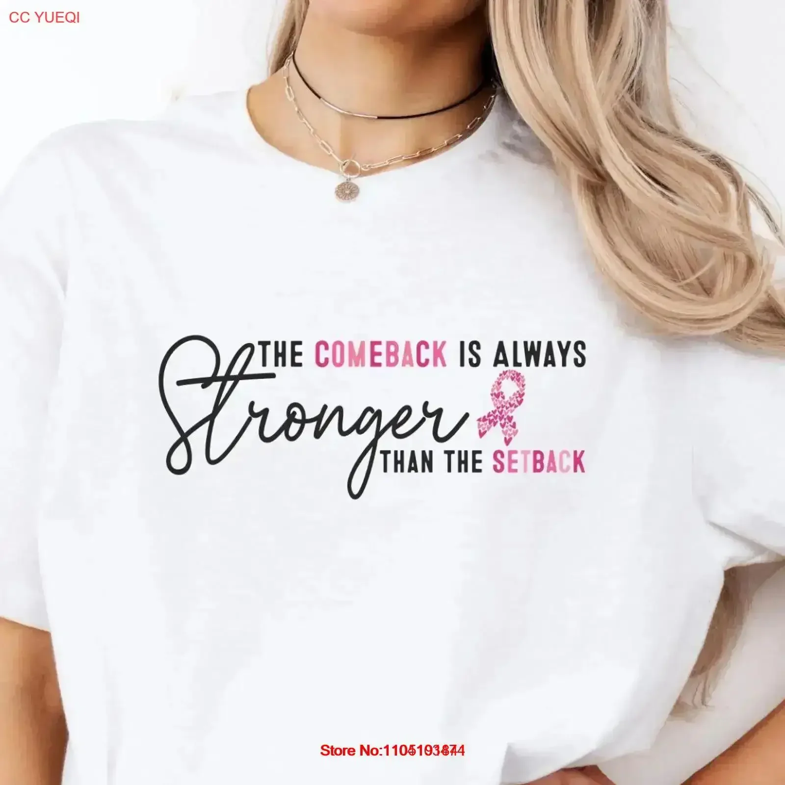 

The Comeback Is Always Stronger Than Setback T Shirt Pink Breast Cancer Women Ribbon Awareness Survivor vintage Washed Casual