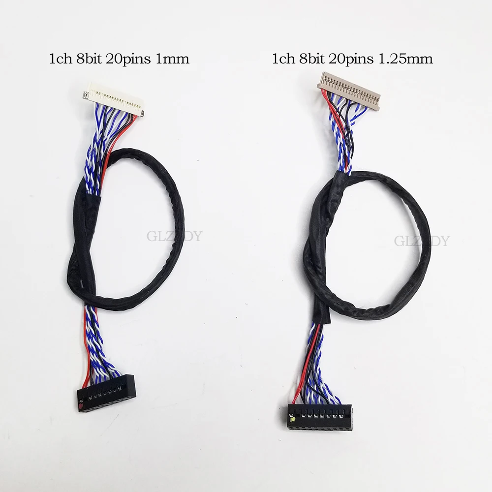 Universal 20Pin DF14 DF19 1ch 8bit 20pins LVDS Cable 1mm 1.25mm pin pitch For Industrial Series LCD Screen cable compatible S6