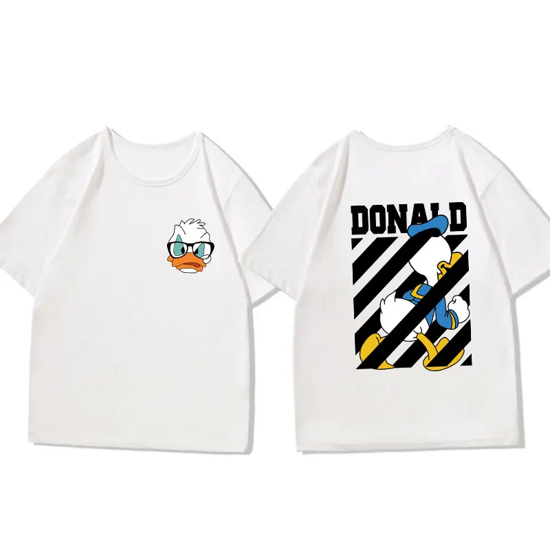 Donald Duck Around Men T-shirt a maniche corte Donna Disney Co-Branded Abbigliamento da uomo Estate 2024 Nuovo Top Trend T-shirt oversize