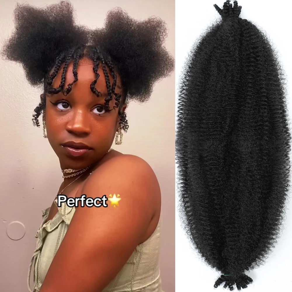 

Springy Afro Twist Hair Pre-fluffed Marley Kinky Spring Twists Hair Twisted Up Kinky Cuban Twist Crochets Braiding for Faux Locs