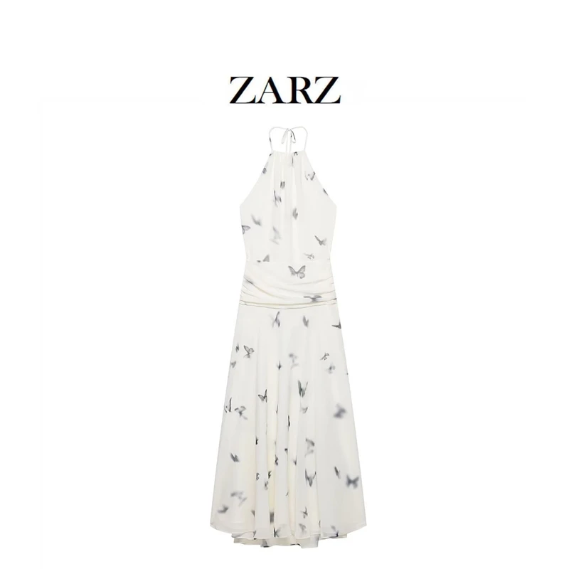 

Женское сексуальное длинное платье с лямкой на шее и принтом, платье с открытой спиной и завязками на спине, лето 2021, модное вечерние, ужин, праздник, Mujer, сексуальное платье