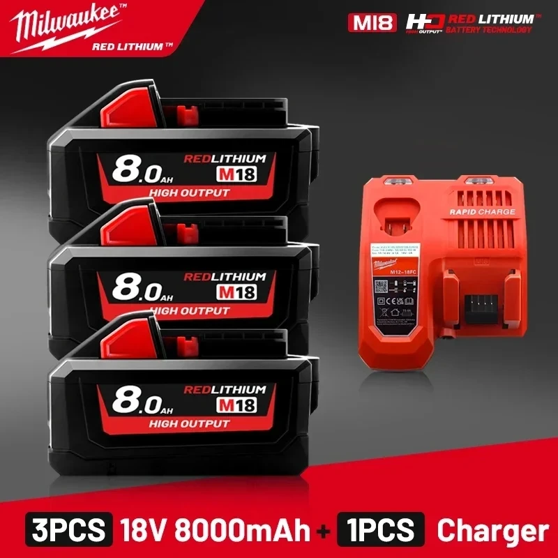 

100% original Milwaukee M18 18V 8.0mAh, 8000mAh for Milwaukee tool Battery 18V 48-11-2830 0730-20 21700 cell M18 Battery