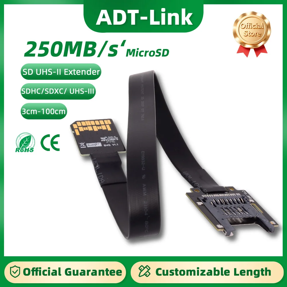 ADT-Link B44SF Micro SD TF Extension Cable Supports SDHC SDCC UHS-III Full Speed Non FPC Card Reading Navigation Extend Adapter
