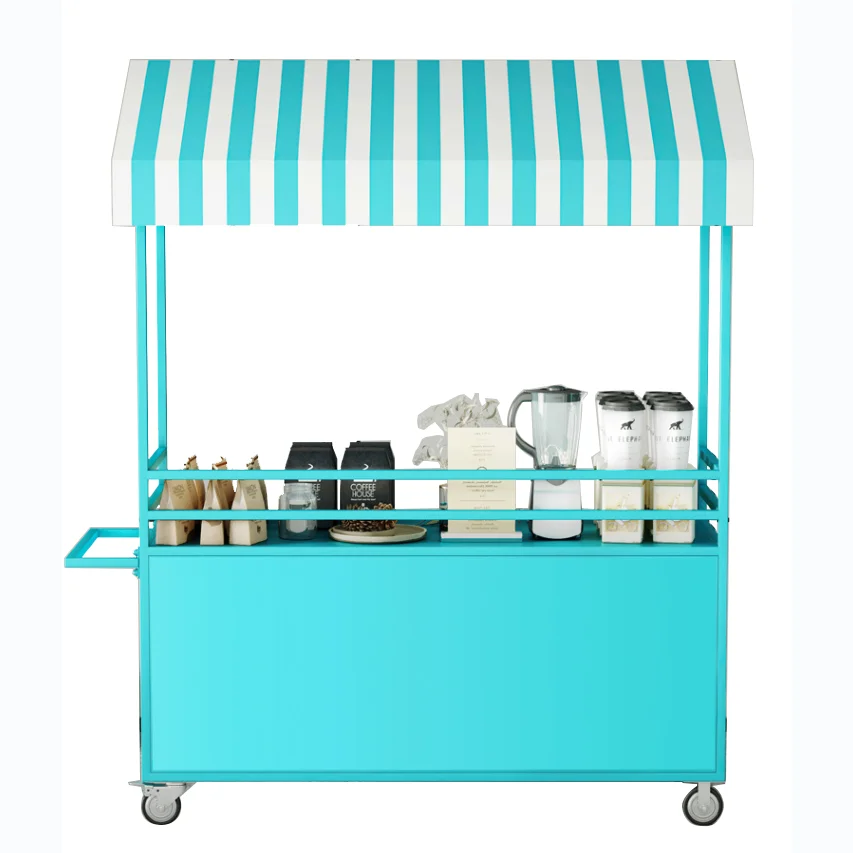 R*-Outdoor Movable Iron/Galvanized Steel Hotel Trolley Snack Beverage Display Cart