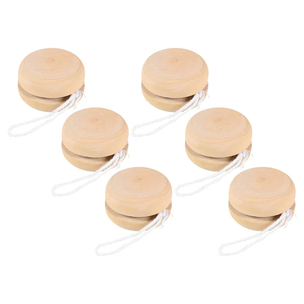 6 個の木製 DIY グラフィティヨーヨーボール未完成ナチュラルカラー手描きおもちゃヨーヨーボール