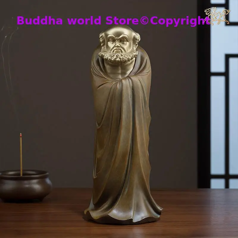 Buddhism Taoism DAMO ZUSHI Buddha God statue Spiritual Art Home family efficacious Talisman FENG SHUI Handmade COPPER Sculpture