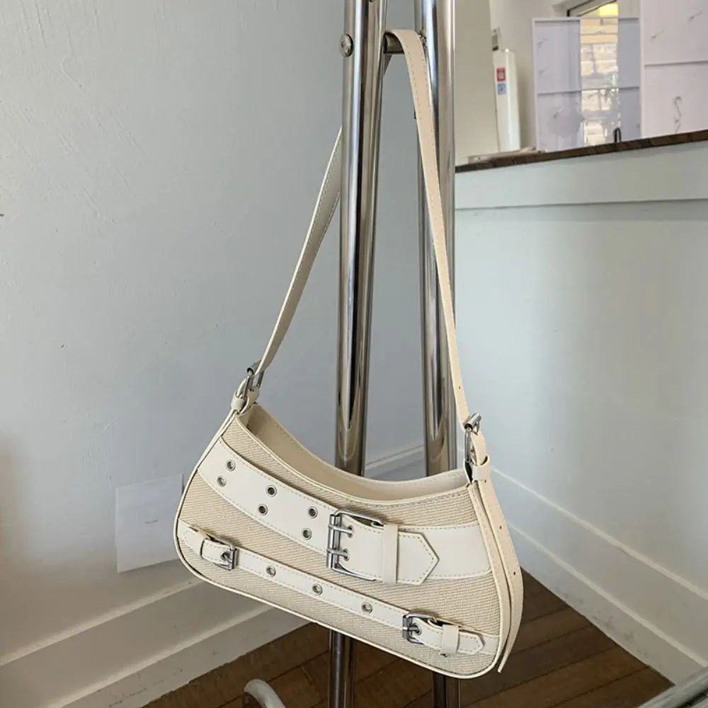 

Portable Handbag Y2K Underarm Bag Belt Buckle Rivet Spicy Girl Shoulder Bag Armpit Bag Retro Crossbody Bag Shopping