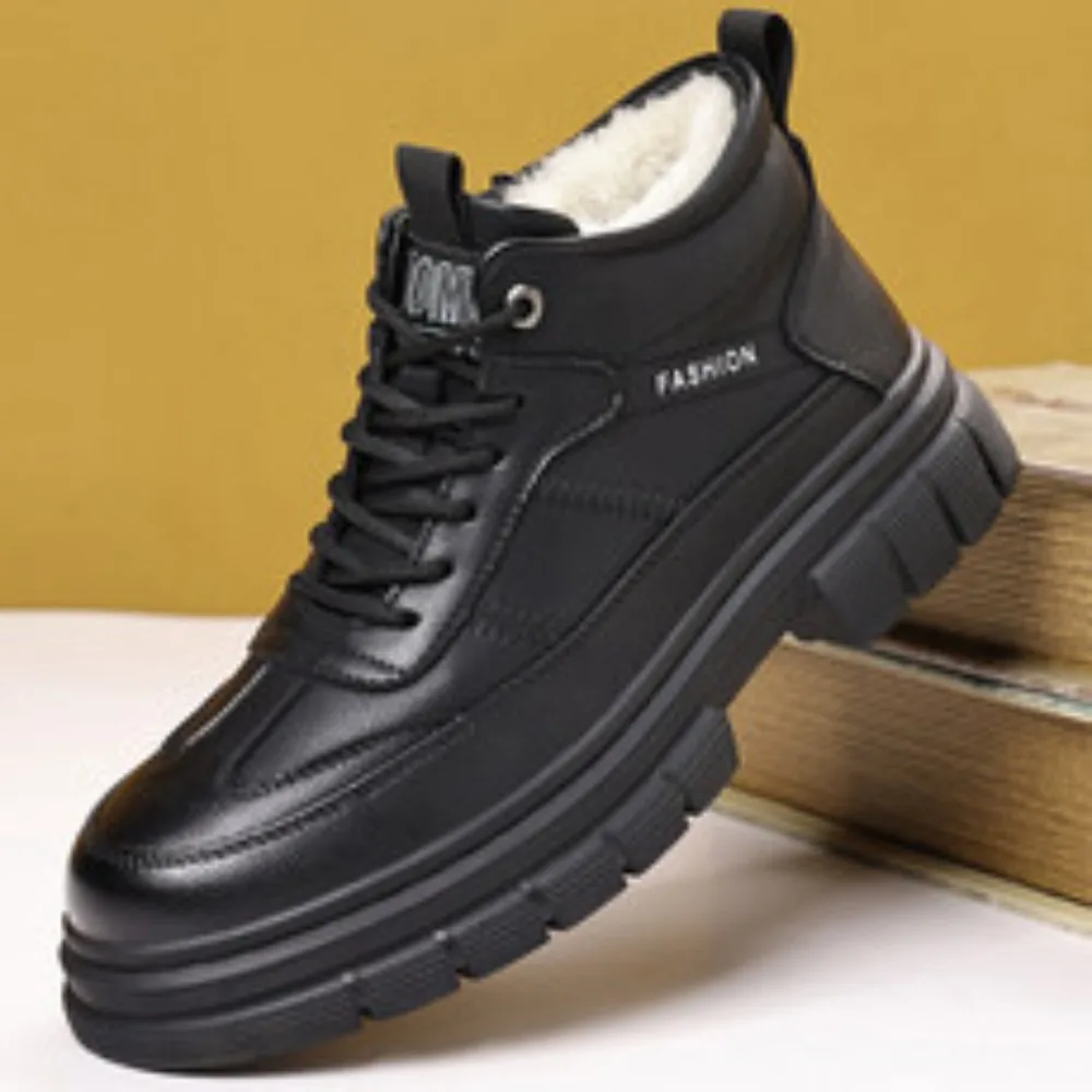 

2025 Winter Luxury ShoesGenuine Leather Fur Lined High Top Boots Winter Warm Boots Casual Shoes Premium Quality