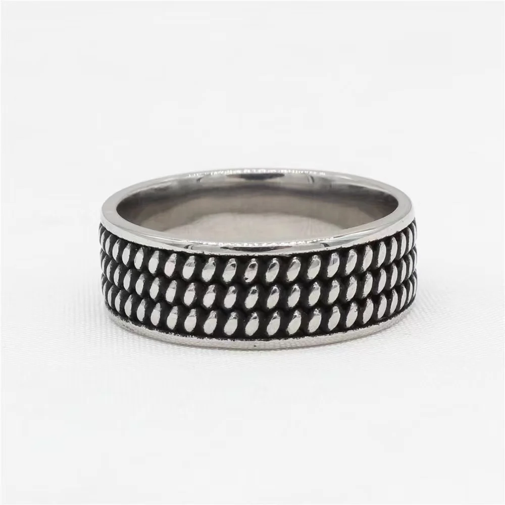 European and n character retro stainless steel ring