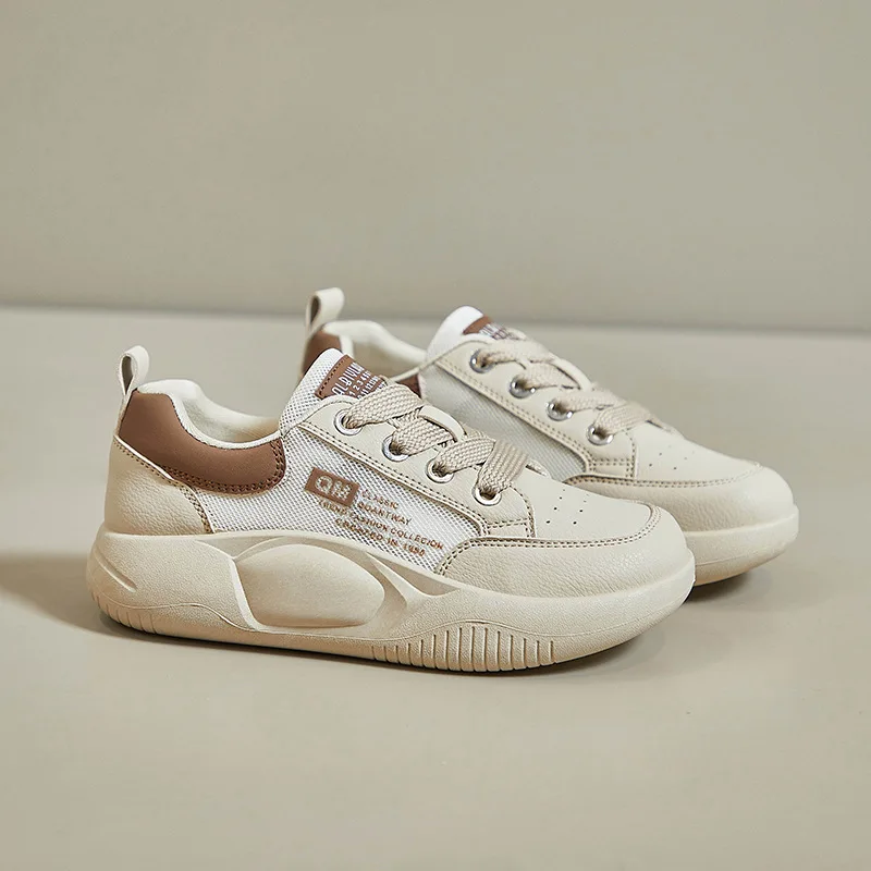 New Women Shoes Fashion PU Leather Breathable Thick-Soled Increase Female Girls Sneakers Sports Casual Size 35-40