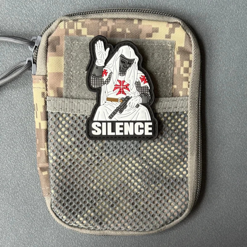 Templar Knight SilenceTactical Patch PVC Morale Badge Hook and Loop Backpack Clothing Decorative Accessories Stickers Armbands