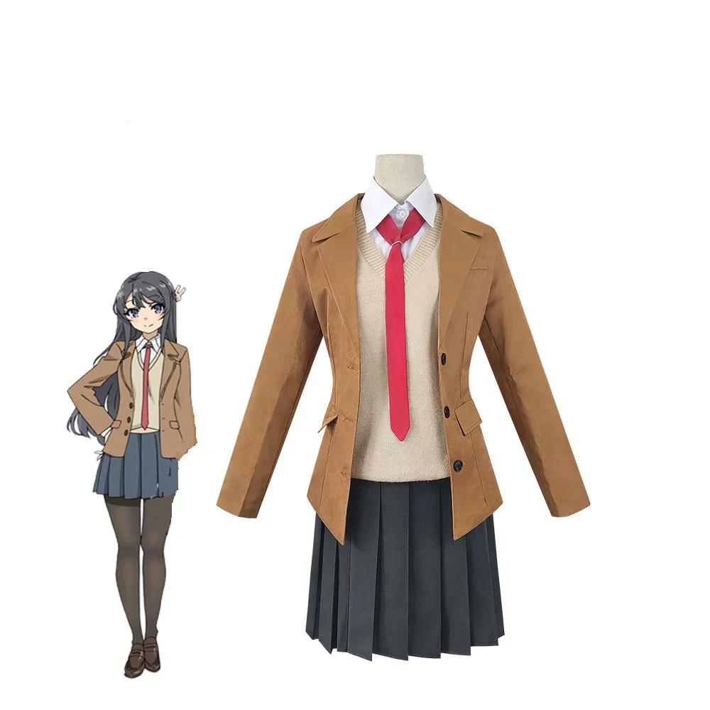 

Costume Sakurajima Mai Cosplay Wig Seishun Buta Yarou Series Women School Uniforms Halloween High School Girls Party Suits