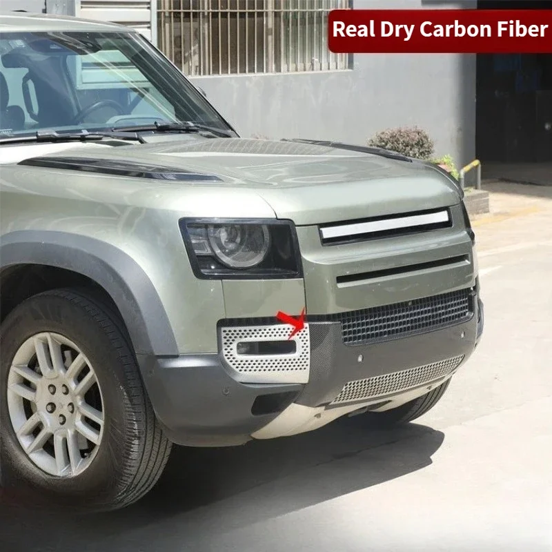 

For Land Rover Defender Real Dry Carbon Fiber Front Bumper License Plate Bracket Panel 2020-2025 Exterior Body Kit Accessory