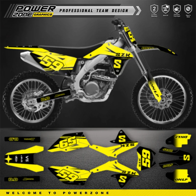 

POWERZONE пользовательские внедорожные мотоциклетные наклейки для SUZUKI RMZ450 2008-2017 RMZ индивидуальный комплект защиты графического номера 07