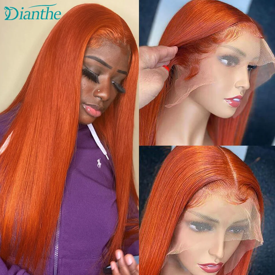 

Straight Ginger Lace Front Wig Human Hair Transparent 13x4 Lace Frontal Wigs For Women Brazilian Lace Wigs Pre Plucked Dianthe