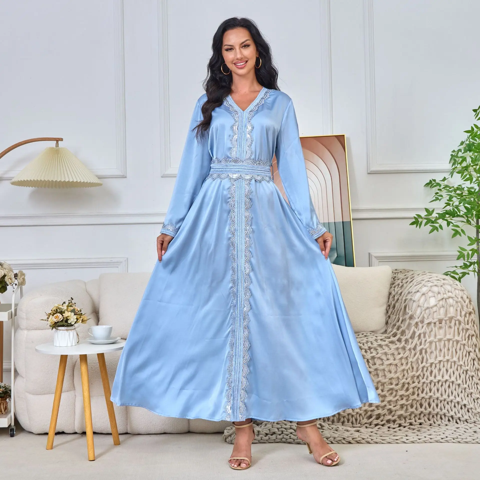 Muslim Fashion Dubai Abayas Long Dresses Women Sequin Islam Clothing African Dresses for Women Kaftan Femme Musulman Vestidos