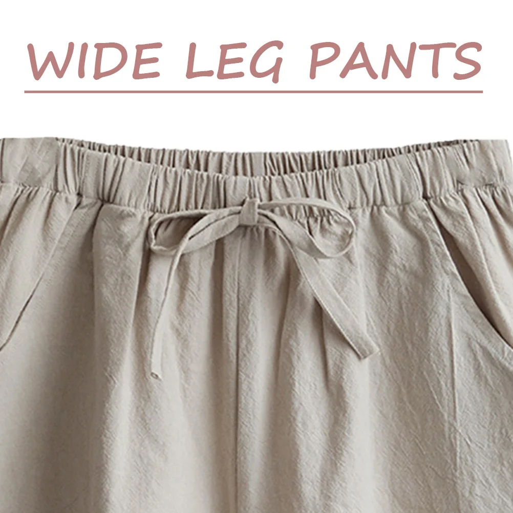 

1Pcs Cotton Linen Shorts Women Summer Loose Wide Pants Casual Breathable Short Trouser Khaki Size L Design