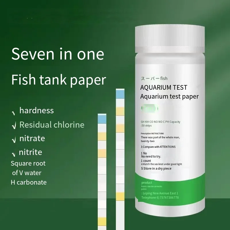 

50 Premium Test Strips 7 in 1 Test Paper Swimming Pool Aquarium Water for Total Hardness Alkali PH Nitrate Chlorine Nitrite