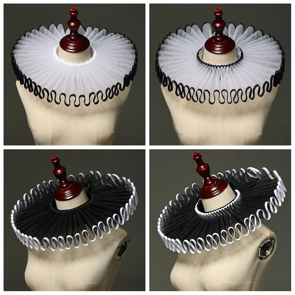 Vintage Style Ruffled Collar Neck Ruff for Women Men Medieval Victorian Style Costume Accessories