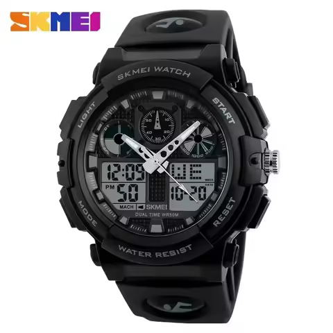 SKMEI 1270 Sports Watch Men Digital Double Time Chronograph Watches 50M Watwrproof Week Display Wristwatches Relogio Masculino