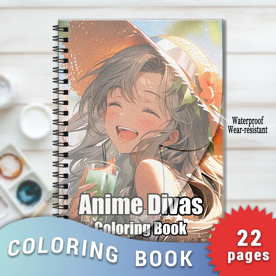 

Книжка-раскраска для взрослых Anime Divas — 8,3x11,2 дюйма, 22-страничная книжка-раскраска — помогает снизить стресс и легкость эмоций